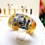 แหวนพลอยไพลิน Blue Sapphire ทรงดอกไม้ลายไทย บนตัวเรือนทองแท้ทั้งตัวเรือน