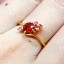 แหวนพลอยทับทิม Ruby สีสวยเจียระไนเหลี่ยมเพชร ประดับตกแต่งด้วยPink Sapphire สีสวย ทรงดอกไม้น่ารัก บนตัวเรือนทองแท้ทั้งตัวเรือน