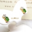 ต่างหูพลอยTsavorite สีสวยสด ประดับเพชรแท้ทรงบราเร็ต ทรงทันสมัย