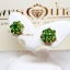 ต่างหูพลอยสีเขียว Tsavorite ทรงดอกไม้ สีสวย น้ำงาม