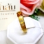 แหวนบุษราคัม Yellow Sapphire เจียรเหลี่ยม Baguette ประดับฝังเล่นลูกเล่นด้วยเพชรแท้น้ำงาม ฝังเรียบไร้หนาม