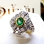 แหวนพลอยซาร์โวไรท์ Tsavorite สีสวยสด ประดับตกแต่งด้วยเพชรแท้เป็นลวดลายศิลปะสมัย Art Nouveau บนตัวเรือนทองแท้ทั้งตัวเรือน