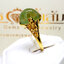 แหวนพลอยพรีไนท์ Prehnite จันทร์ เจียรหลังเบี้ย สีเขียวอ่อนวาวใส บนตัวเรือนทองแท้ ฉลุลาย