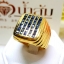 แหวนพลอยไพลิน Blue Sapphire เจียรเหลี่ยม Asscher ฝังหุ้มเรียบไร้หนามทรงเหลียม บนตัวเรือนทองแท้ทั้งตัวเรือน