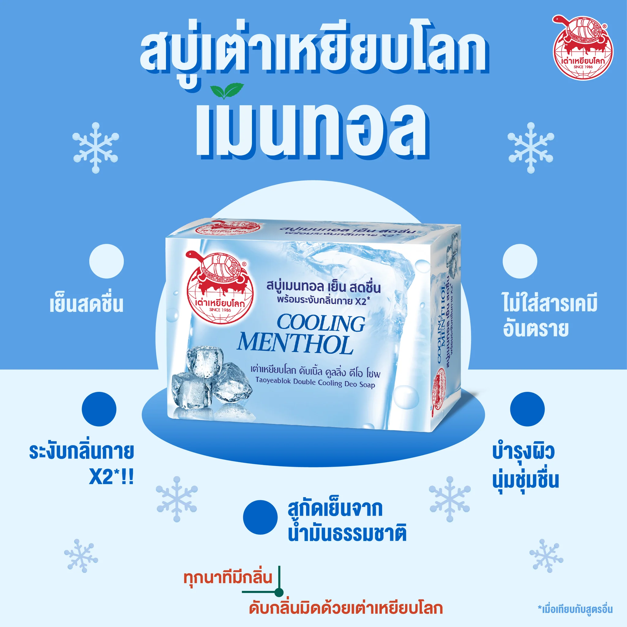 Taoyeablok Soap 80g. สบู่ เต่าเหยียบโลก สบู่น้ำผึ้งดินสอพองลดสิว สบู่มะนาวผิวขาว สบู่เมนทอลเย็นสดชื่น