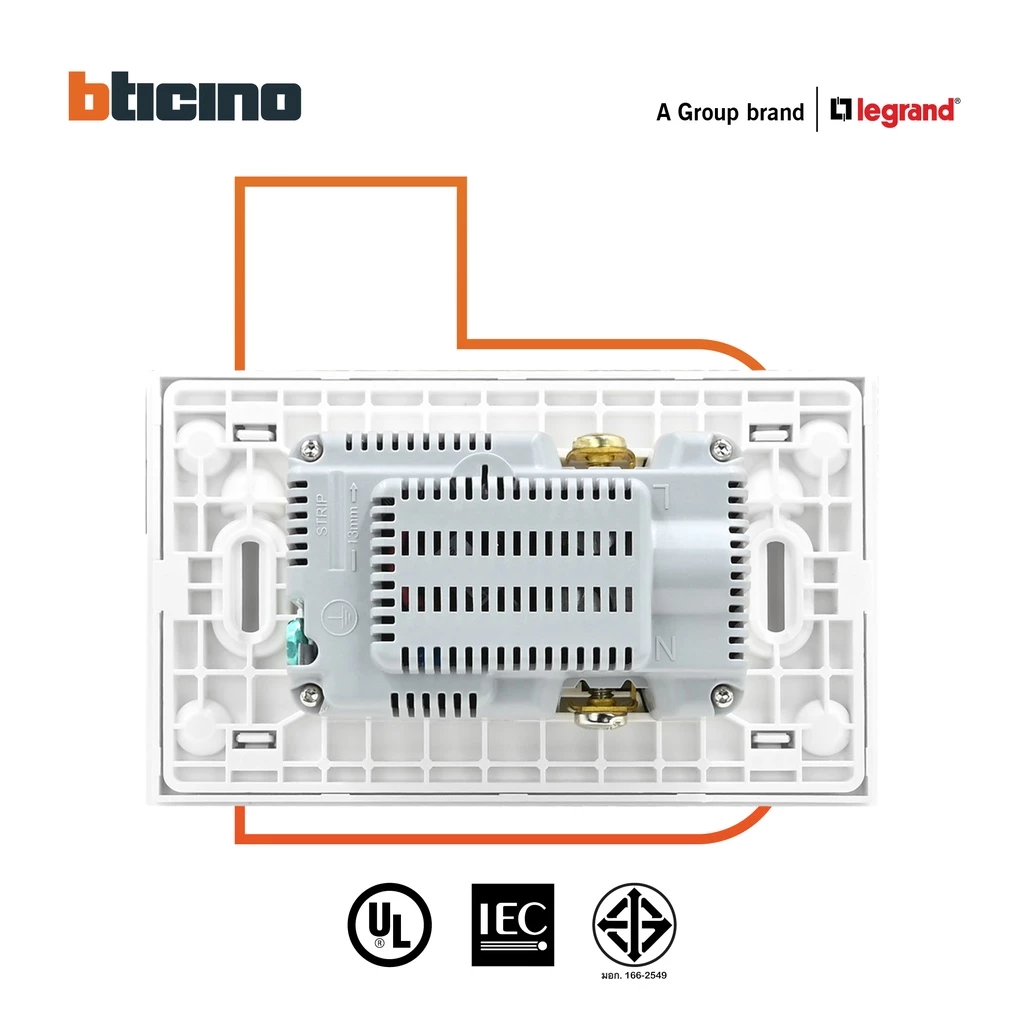 เต้ารับ USB Type A+C+เต้ารับคู่ 3ขา Bamboo